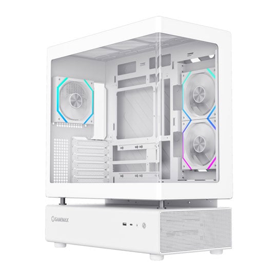 GameMax N80 White Mid Tower Tempered Glass PC Gaming Case with 6x ARGB Fans