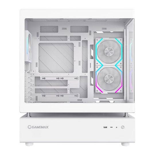 GameMax N80 White Mid Tower Tempered Glass PC Gaming Case with 6x ARGB Fans