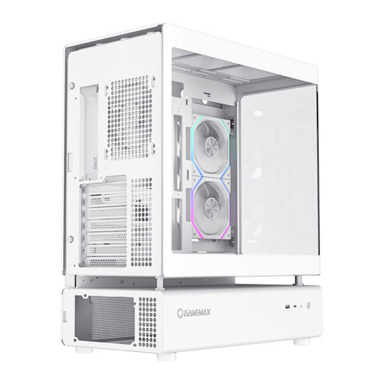 GameMax N80 White Mid Tower Tempered Glass PC Gaming Case with 6x ARGB Fans : image 4