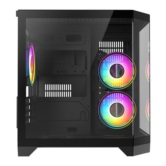 CiT DS240 Black Micro-ATX Tempered Glass PC Gaming Case with 3x Celsius Fans