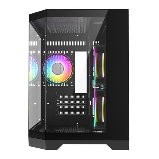 CiT DS240 Black Micro-ATX Tempered Glass PC Gaming Case with 3x Celsius Fans : image 3