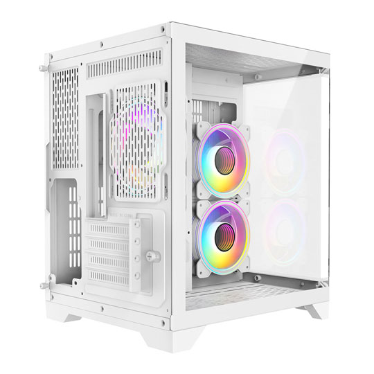 CiT DS240 White Micro-ATX Tempered Glass PC Gaming Case with 3x Celsius Fans : image 4