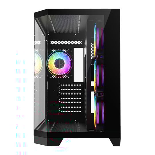 CiT DS360 Black Mid Tower Tempered Glass PC Gaming Case with 4x Celsius Fans : image 3