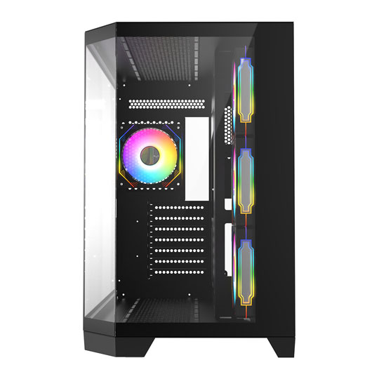 CiT DS360 Black Mid Tower Tempered Glass PC Gaming Case with 4x Pro Storm Fans : image 3