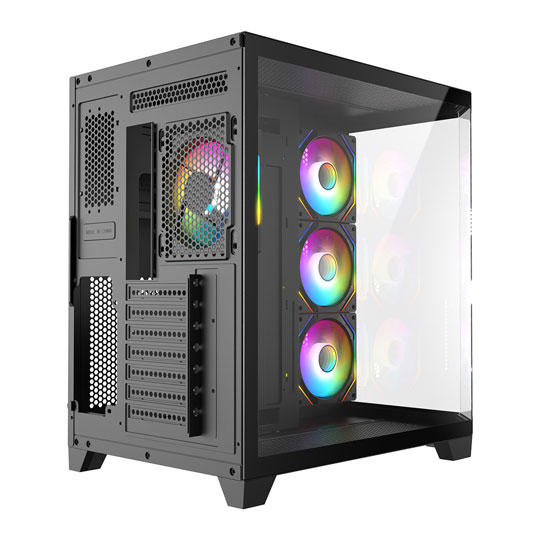CiT DS360 Black Mid Tower Tempered Glass PC Gaming Case with 4x Pro Storm Fans : image 4