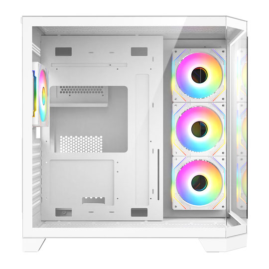 CiT DS360 White Mid Tower Tempered Glass PC Gaming Case with 4x Pro Storm Fans