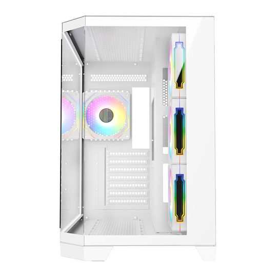 CiT DS360 White Mid Tower Tempered Glass PC Gaming Case with 4x Pro Storm Fans : image 3