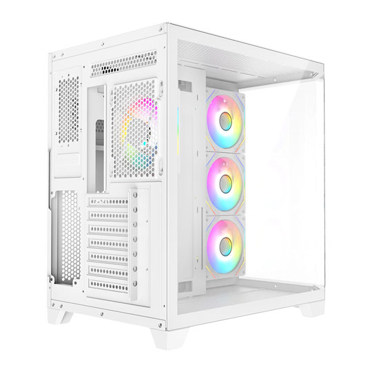 CiT DS360 White Mid Tower Tempered Glass PC Gaming Case with 4x Pro Storm Fans : image 4