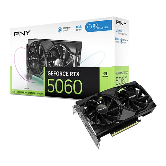 PNY NVIDIA GeForce RTX 5060 DUAL FAN OC 8GB Blackwell Graphics Card