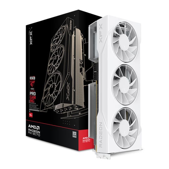 XFX Swift AMD Radeon RX 9070 Triple 90mm Fan Gaming 16GB White Graphics Card