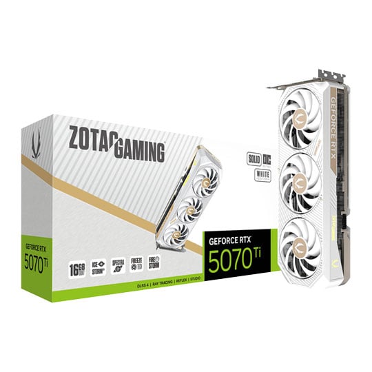 ZOTAC NVIDIA GeForce RTX 5070 Ti SOLID CORE OC WHITE 16GB Blackwell Graphics Card