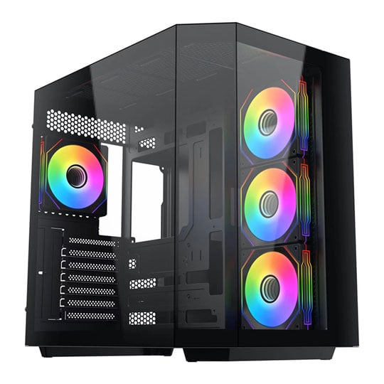 VIDA Edge Black Tempered Glass ATX PC Gaming Case