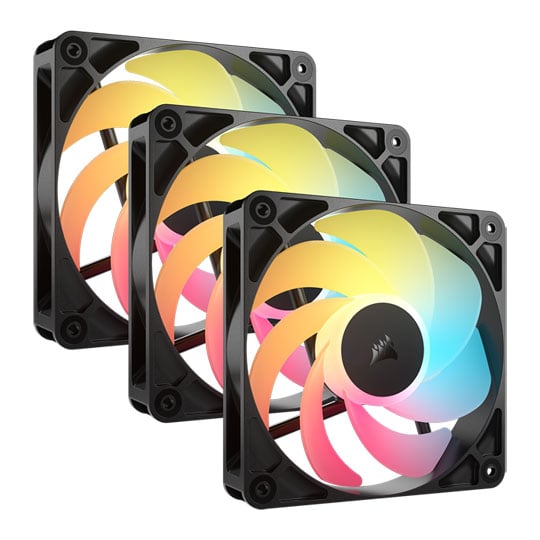 Corsair RS120-R ARGB 120mm PWM Reverse Fan Triple Pack - Black