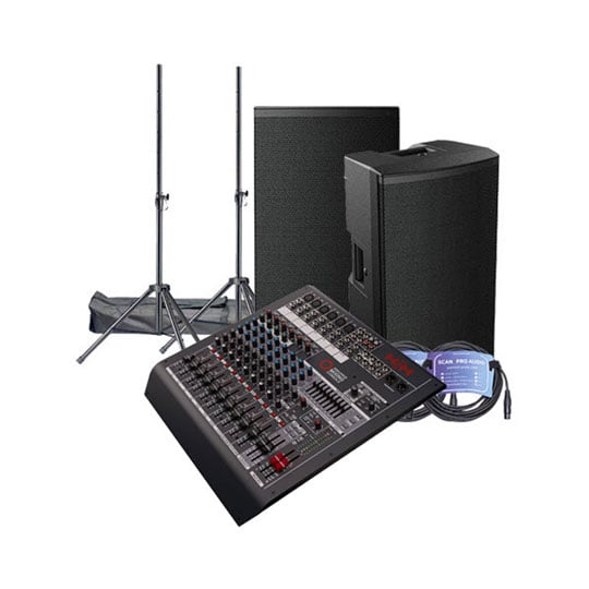 HH 15" Loudspeakers, Q12FX Mixing Desk, Stands and Leads