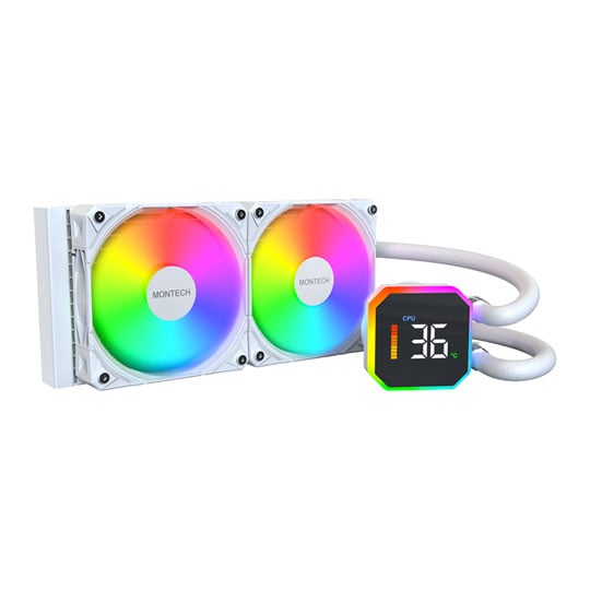Montech HyperFlow Digital 240 All In One 240mm White Intel / AMD CPU Water Cooler