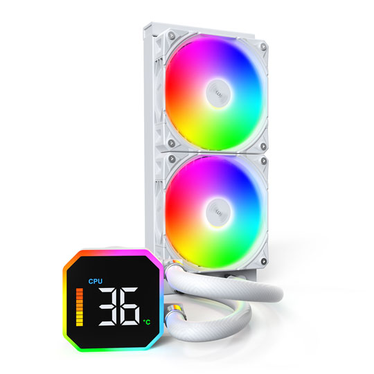 Montech HyperFlow Digital 240 All In One 240mm White Intel / AMD CPU Water Cooler : image 3