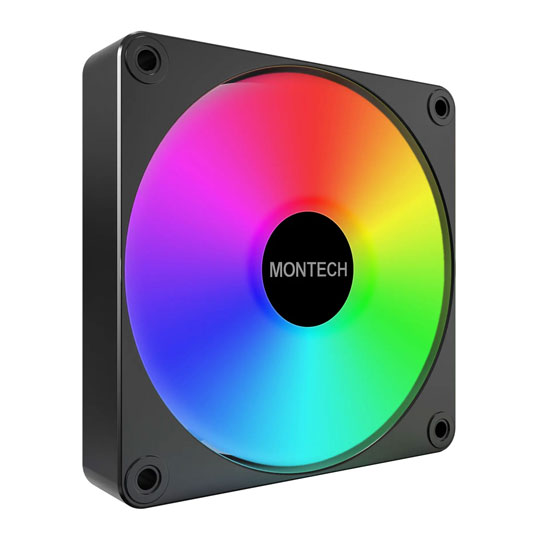 Montech GF120R V2 ARGB PWM 120mm Reverse Blade Fan 3 Pack with 6 Port Hub Black