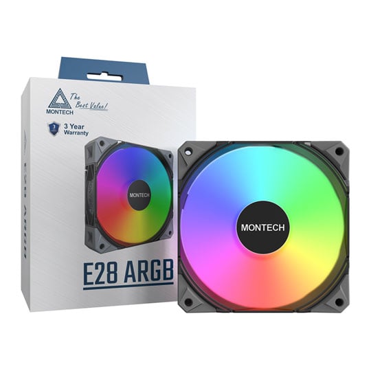 Montech E28 ARGB Black 120mm Case Fan Montech E28 ARGB Black 120mm Case Fan