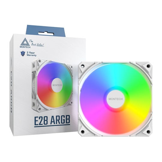 Montech E28 ARGB White 120mm Case Fan Montech E28 ARGB White 120mm Case Fan