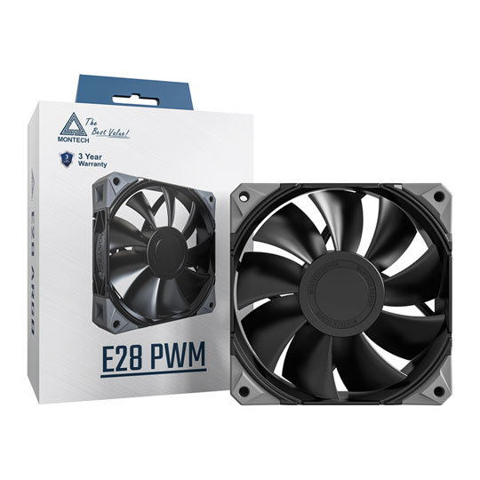 Montech E28 PWM Black 120mm Case Fan Montech E28 PWM Black 120mm Case Fan