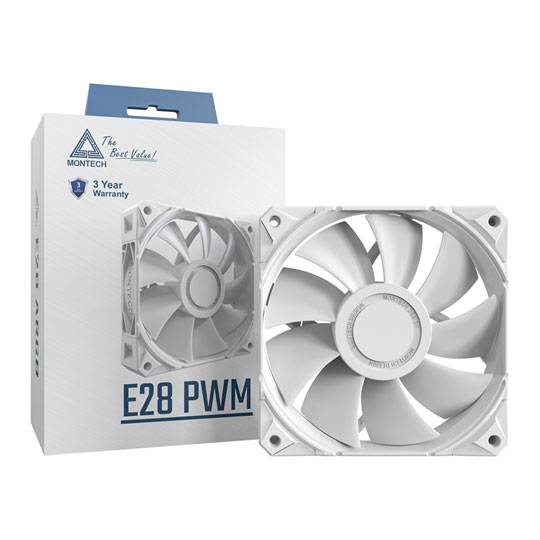 Montech E28 PWM White 120mm Case Fan Montech E28 PWM White 120mm Case Fan