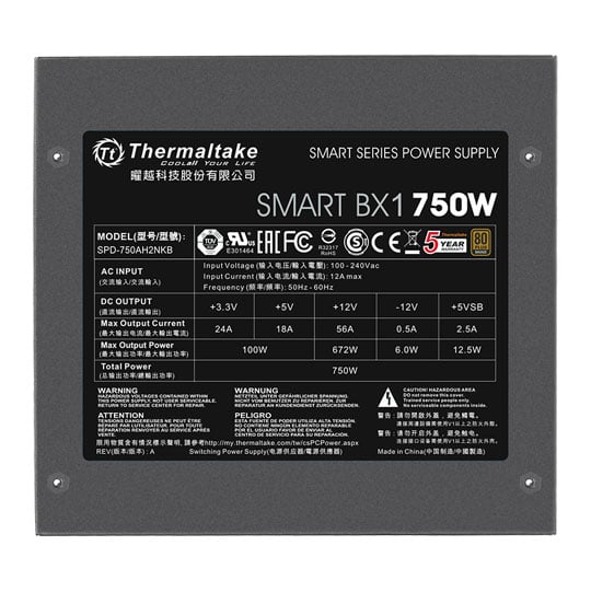 Thermaltake Smart BX1 750W 80+ Bronze Fully Wired ATX Power Supply / PSU : image 4