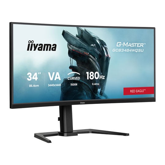 iiyama 34" GCB3484WQSU-B1 180Hz Ultra-Wide Quad HD FreeSync Premium Curved VA Monitor