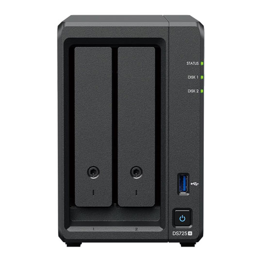 Synology DiskStation DS725+ 2 Bay Desktop NAS Enclosure with NVMe M.2 Support