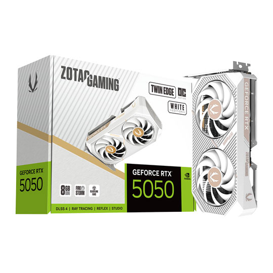 ZOTAC NVIDIA GeForce RTX 5050 TWIN EDGE OC White 8GB Blackwell Graphics Card