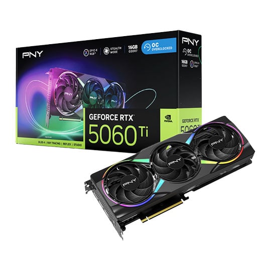 PNY NVIDIA GeForce RTX 5060 Ti 16GB ARGB Overclocked Triple Fan Blackwell Graphics Card
