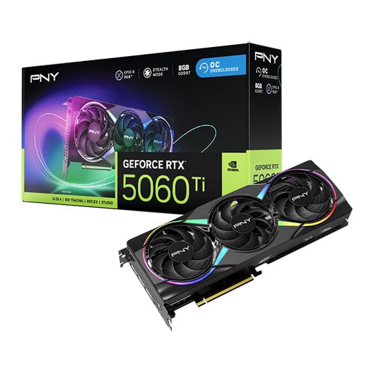 PNY NVIDIA GeForce RTX 5060 Ti 8GB ARGB Overclocked Triple Fan Blackwell Graphics Card