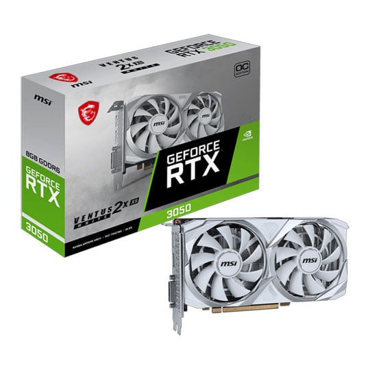 MSI NVIDIA GeForce RTX 3050 8GB VENTUS 2X XS WHITE OC Ampere Graphics Card