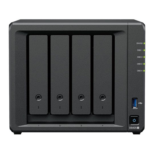 Synology DiskStation DS425+ 4 Bay Desktop NAS Enclosure with NVMe M.2 Support