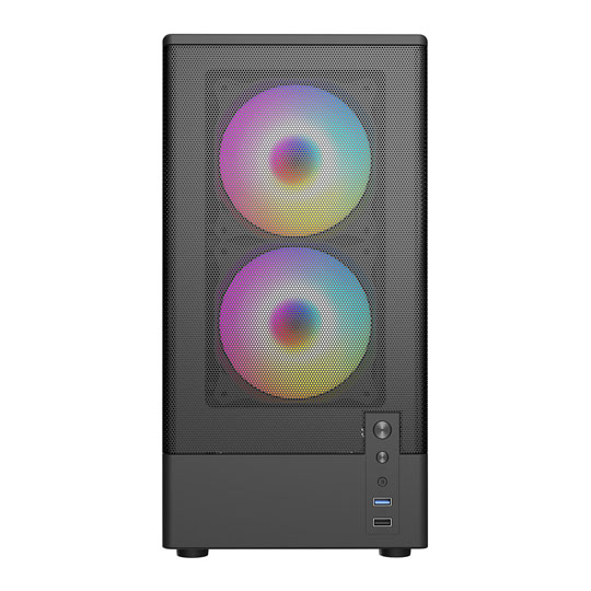 CIT F3 Black Mesh MicroATX PC Case with 3x ARGB Fans : image 3