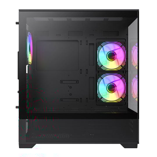 GameMax Vista Black Mid Tower Tempered Glass PC Gaming Case with 6x Infinity Fans
