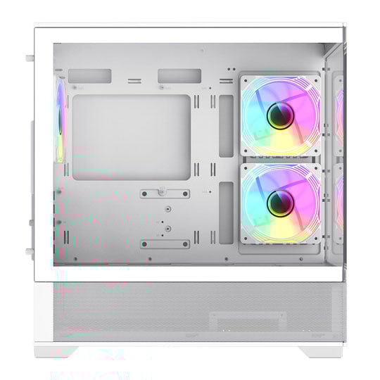 GameMax Vista Mini White MicroATX Tempered Glass PC Gaming Case with 6x Infinity Fans