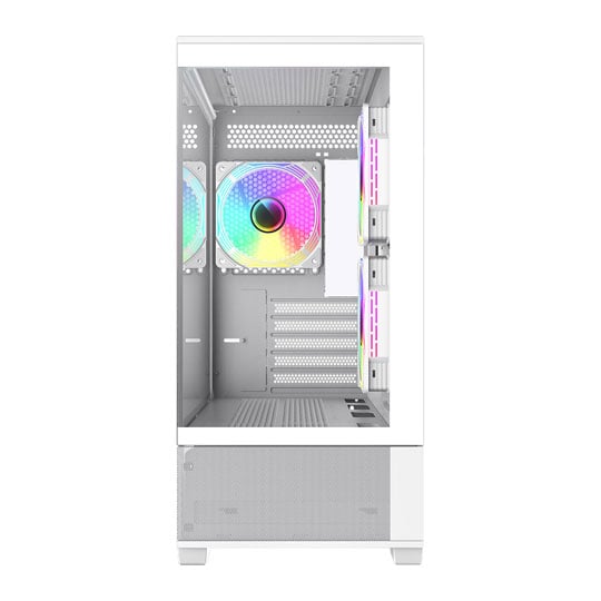 GameMax Vista Mini White MicroATX Tempered Glass PC Gaming Case with 6x Infinity Fans : image 3