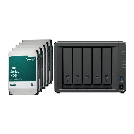 Synology Diskstation DS1525+ 5 Bay Desktop NAS with 5 x HAT3310-16T Bundle