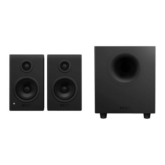 NZXT Relay Black Desktop Stereo Gaming Speakers + Gaming Subwoofer Bundle