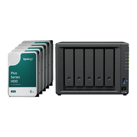 Synology Diskstation DS1525+ 5 Bay Desktop NAS with 5 x HAT3300-6T Bundle