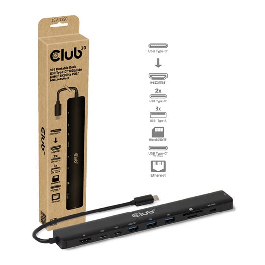 Club 3D 10-in-1 USB Type-C HDMI Portable Docking Station