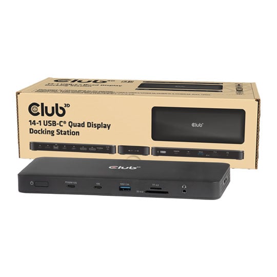 Club 3D 14-in-1 USB-C Quad Display Portable Docking Station