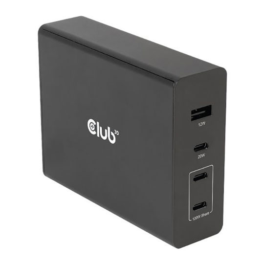 Club 3D 132W GaN Technology 4-Port USB Travel Charger with PD3.0 Support