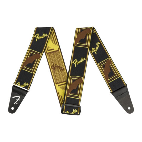 Fender 2" WeighLess Monogram Strap (Black/Yellow/Brown)
