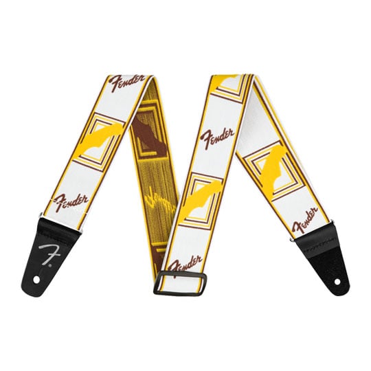 Fender 2" WeighLess Monogram Strap (White/Brown/Yellow)