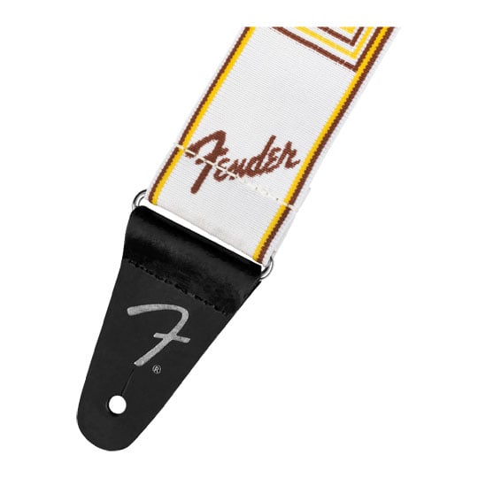 Fender 2" WeighLess Monogram Strap (White/Brown/Yellow)