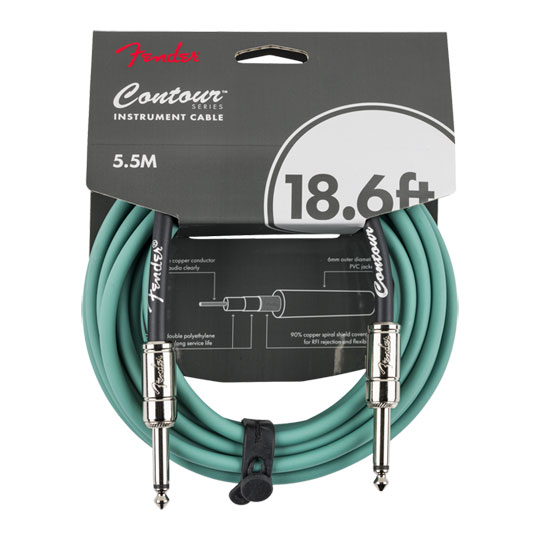 Fender Contour Instrument Cable, Sherwood Green, 18.6 ft