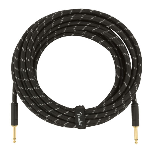Fender Deluxe Series Instrument Cable, Straight/Straight, 25 ft, Black Tweed