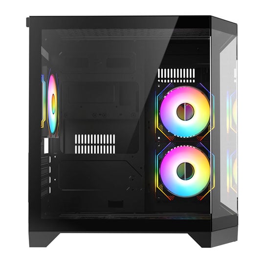 CiT DS240 Black Micro-ATX Tempered Glass PC Gaming Case with 3 x CiT Pro Storm Fans