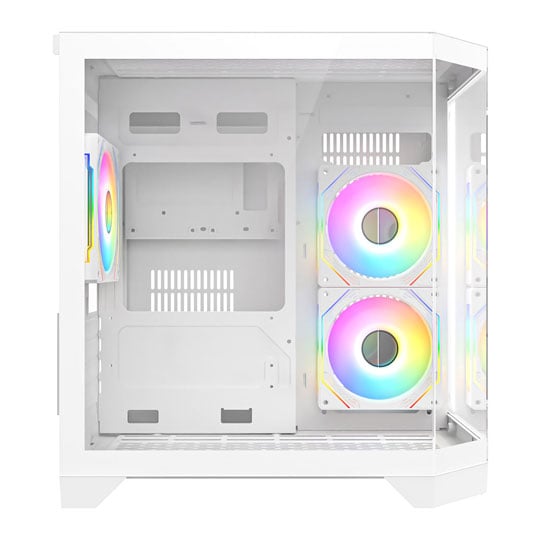 CiT DS240 White Micro-ATX Tempered Glass PC Gaming Case with 3 x CiT Pro Storm Fans